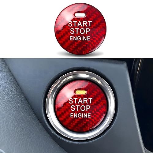 Miniatura 1 de Cubierta de botón de arranque de fibra de carbono real para Mazda 3 6 CX-5 CX-9 MX-5 Miata, accesorios de decoración de botón de arranque sin llave