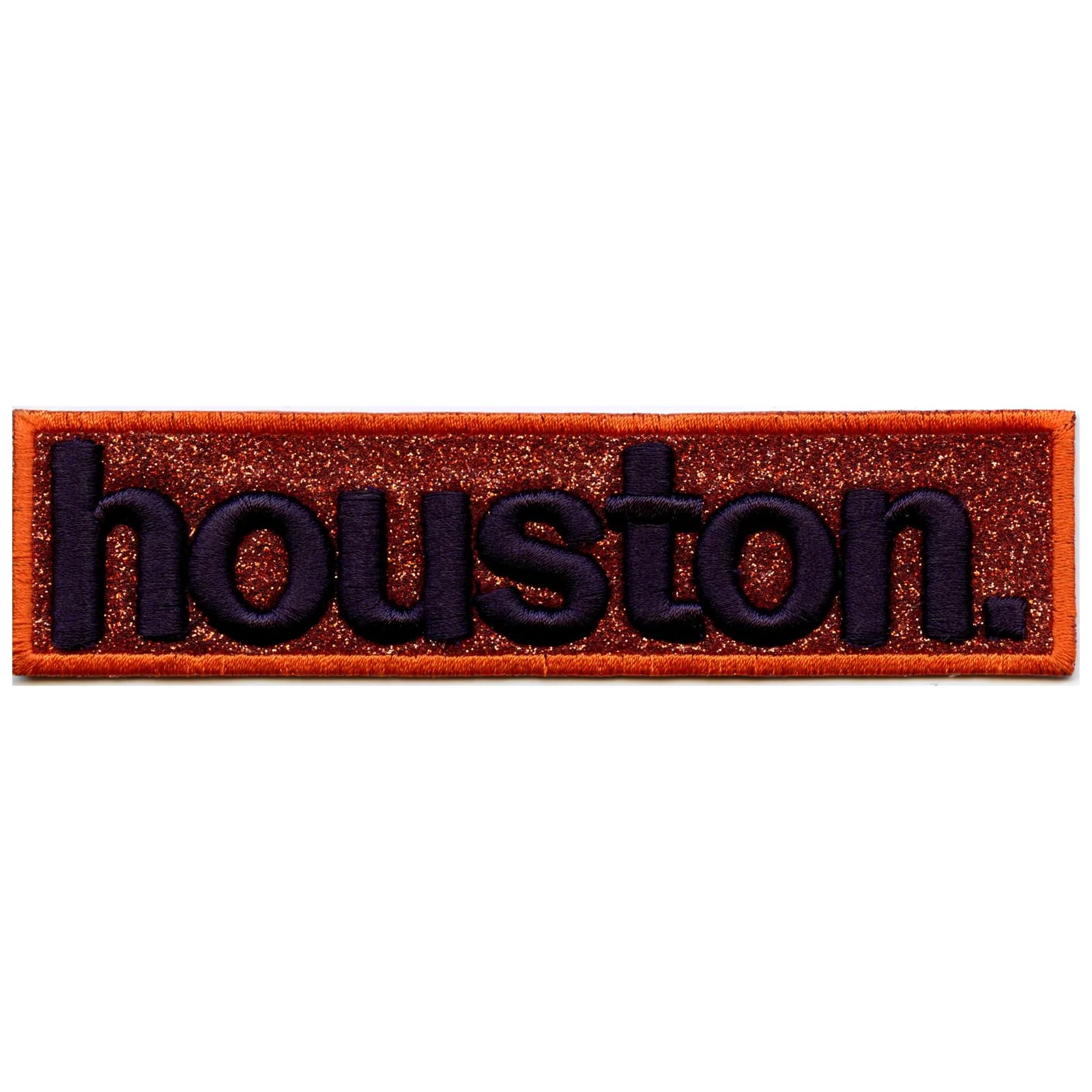 Orange City of Houston Glitter Patch Texas Logo Embroidered Iron On