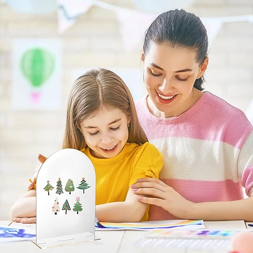 Miniatura 6 de uxcell 20 carteles acrílicos de arco dorado de 4.8 x 7 pulgadas con soporte, soportes de números de mesa de arco acrílico para decoración de mesa de