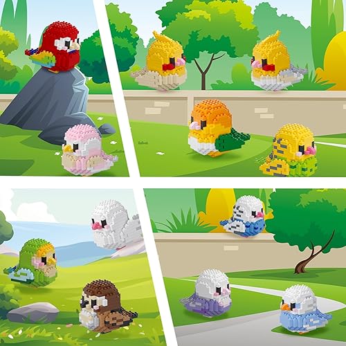 Miniatura 6 de Scosloo Parrot - Juego de bloques de construcción de micro ladrillos de construcción, lindo pájaro, juguete colorido de loro educativo, modelo