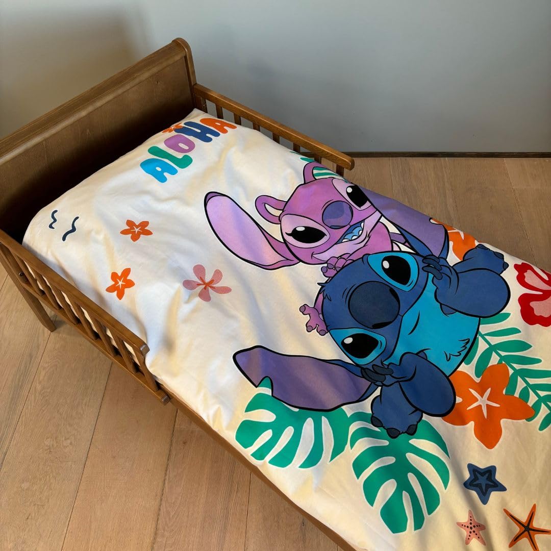 Stitch & Angel Cot Bedlinen Set 100x135 cm with Pillowcase 40x60 cm, 100% Cotton, Multicolor, 100*135 + 40*60 cm - Image 2