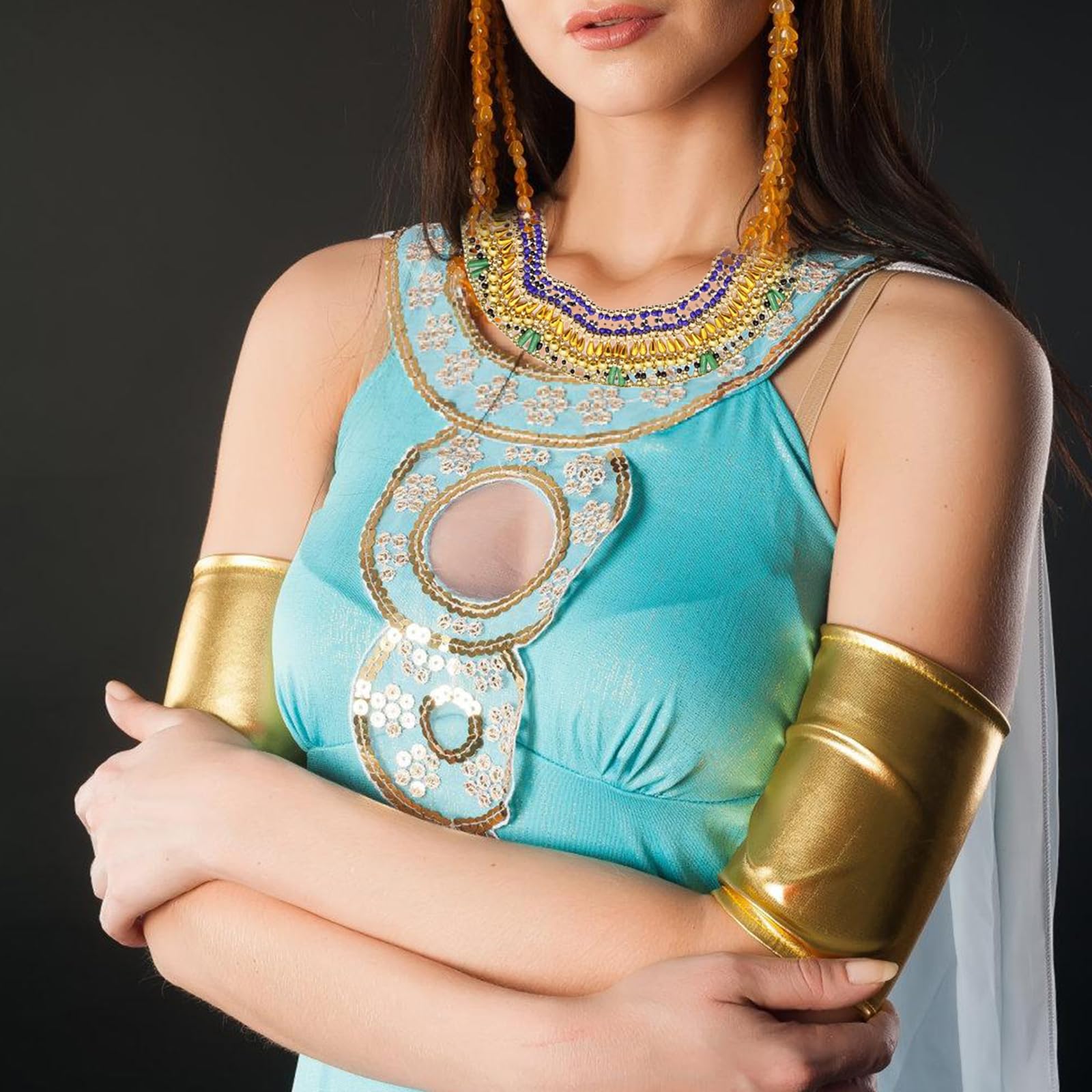 Accessori per travestimento egiziano, da donna, per Halloween, carnevale, con catena, serpente, collare, orecchini, accessori per costumi egiziani