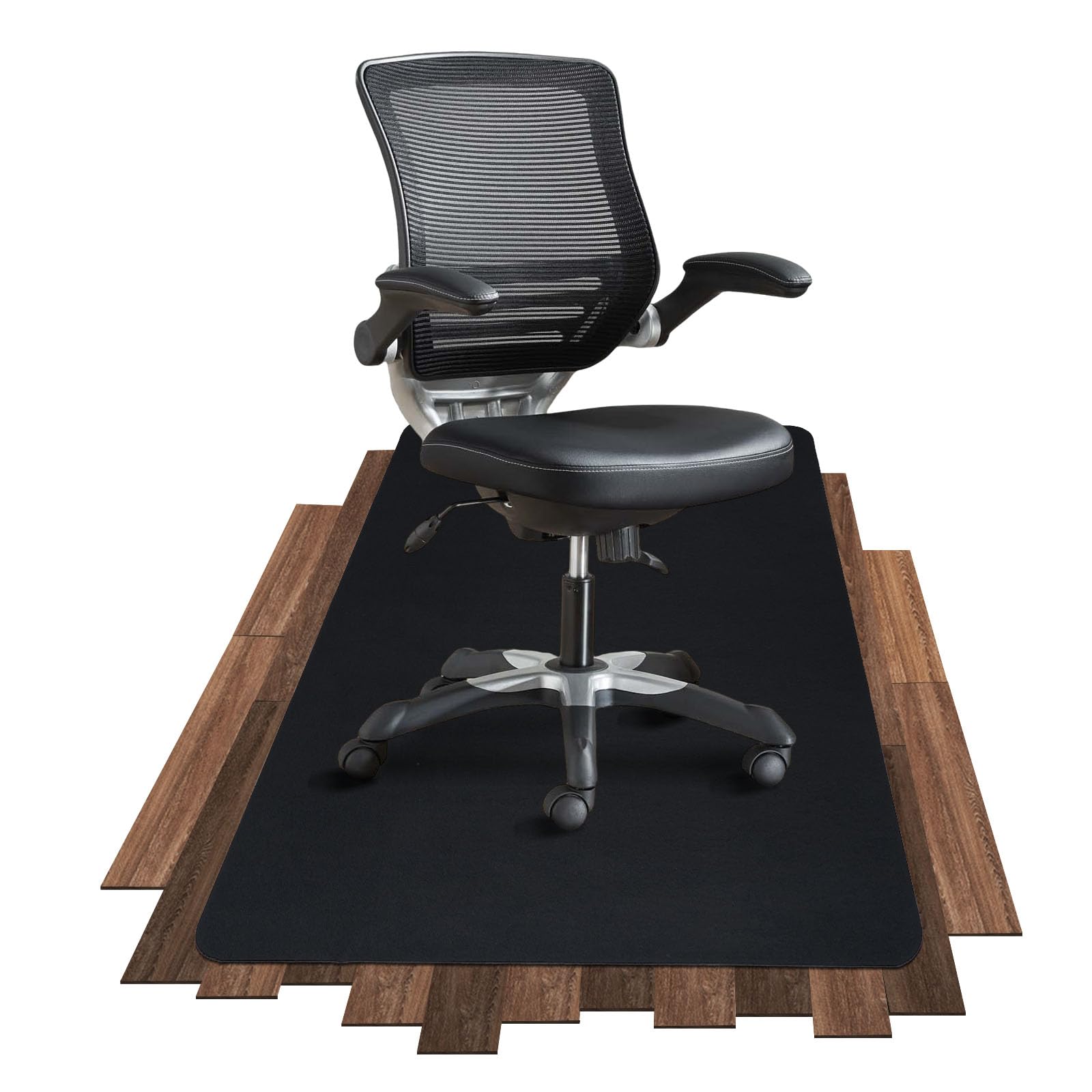 COSYLAND Tappeto Sedia Ufficio 90 x 120 cm - Antiscivolo - Gaming - Pavimento - Tappetino Plastica Salvapavimento (Nero)
