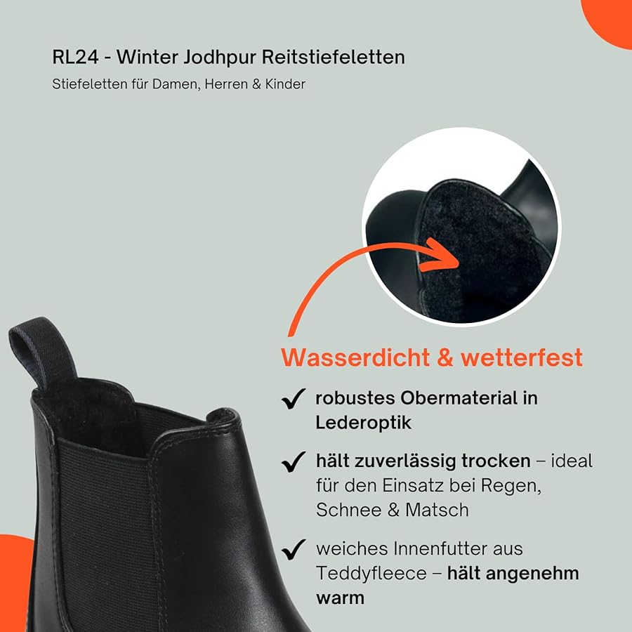 RL24 Winter Gummistiefeletten - Wasserdicht Mit Teddyfutter Damen/Herren