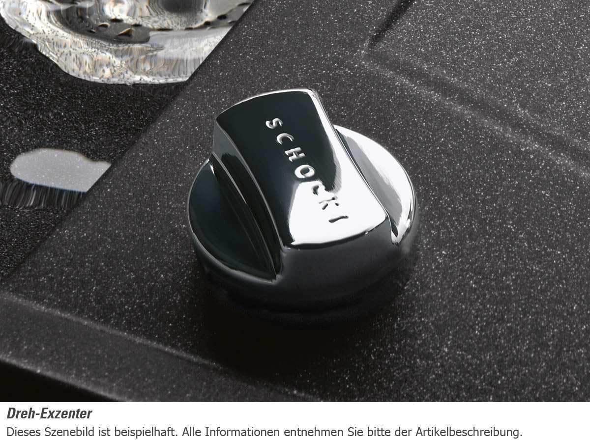 Close-up of the eccentric control knob for the sink drain