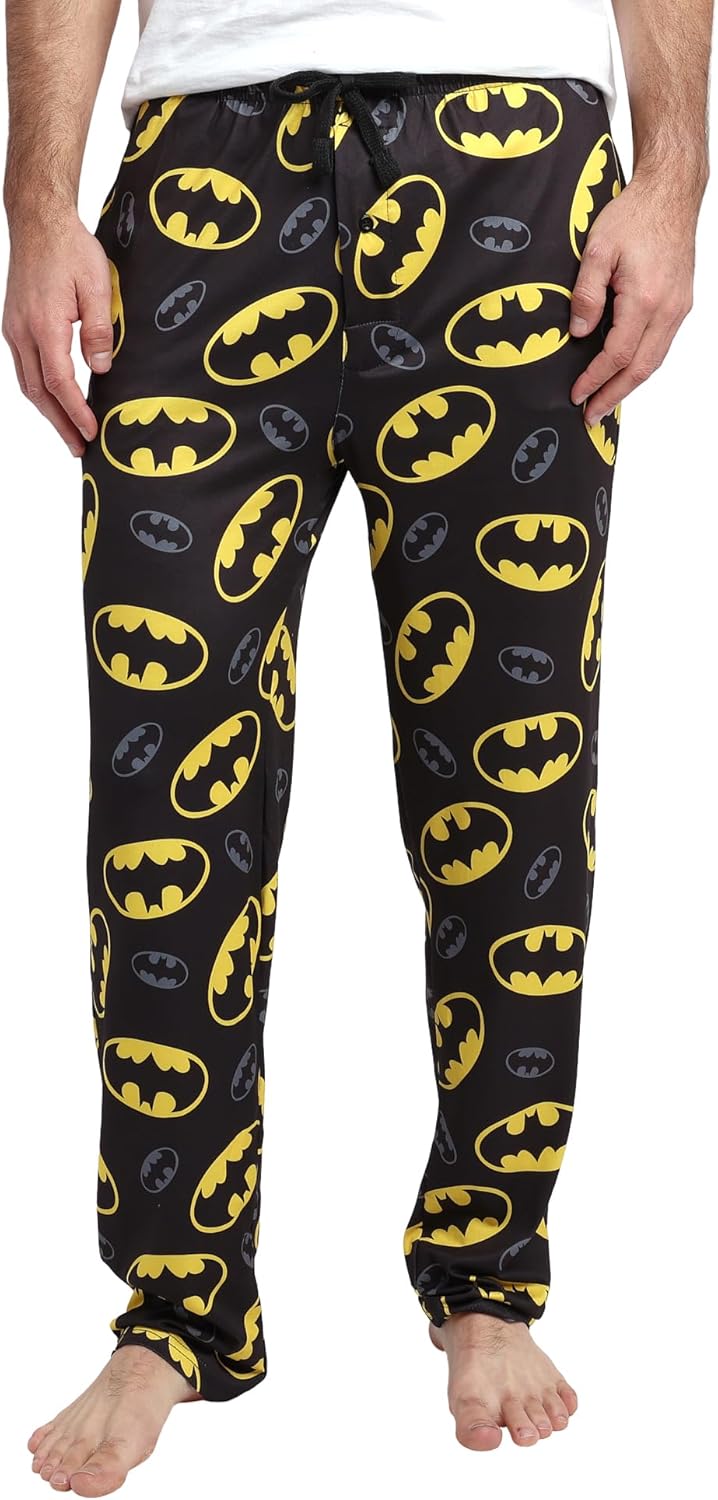 Men's Adult Batman Black Sleep Pants - Gotham Knight Comfort for Superhero Fans - Image 2