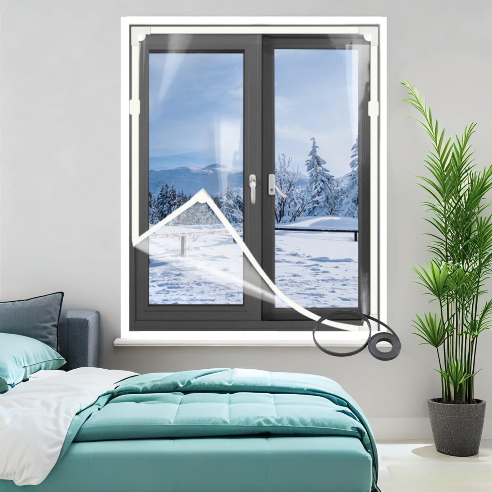 Magnetico Pellicola Isolante Per Finestre Isolante Termico 50-300cm Paraspifferi Finestre, Trasparente Adesiva, Pannelli Riflettenti Per Termosifoni(Bianca,120x240cm)