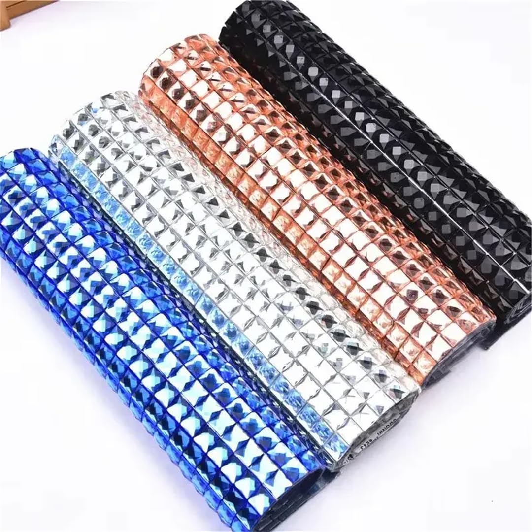 Feuille de strass autocollante 24 x 40 cm avec pierres de verre carrées de 10 mm pour décoration de voiture, vêtements et chaussures