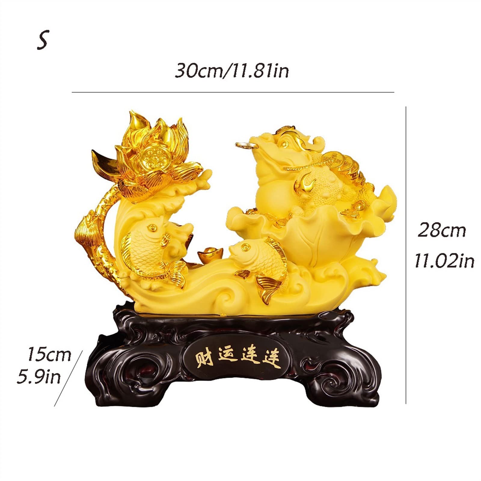 Buddha Statue Home Decor Sammeln Sie Geld Dreibeinige Kröte Ornament Lotus Karpfen Zen Dekoration Goldener Frosch Feng Shui Statue Feng Shui Deko (Size : Small)