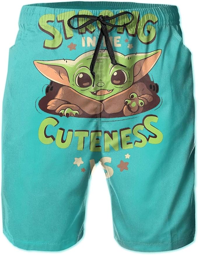 Bhuokng Baby Yoda Mens Swim Trunks, Quick Dry Swim Shorts