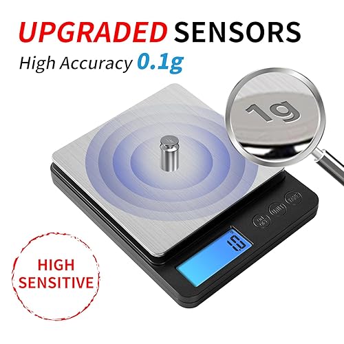 Miniatura 2 de Báscula de cocina de alimentos de 105.82 oz0.00 oz con sensores de alta precisión, báscula digital multiusos de bolsillo gramos y onzas con 3 modos,