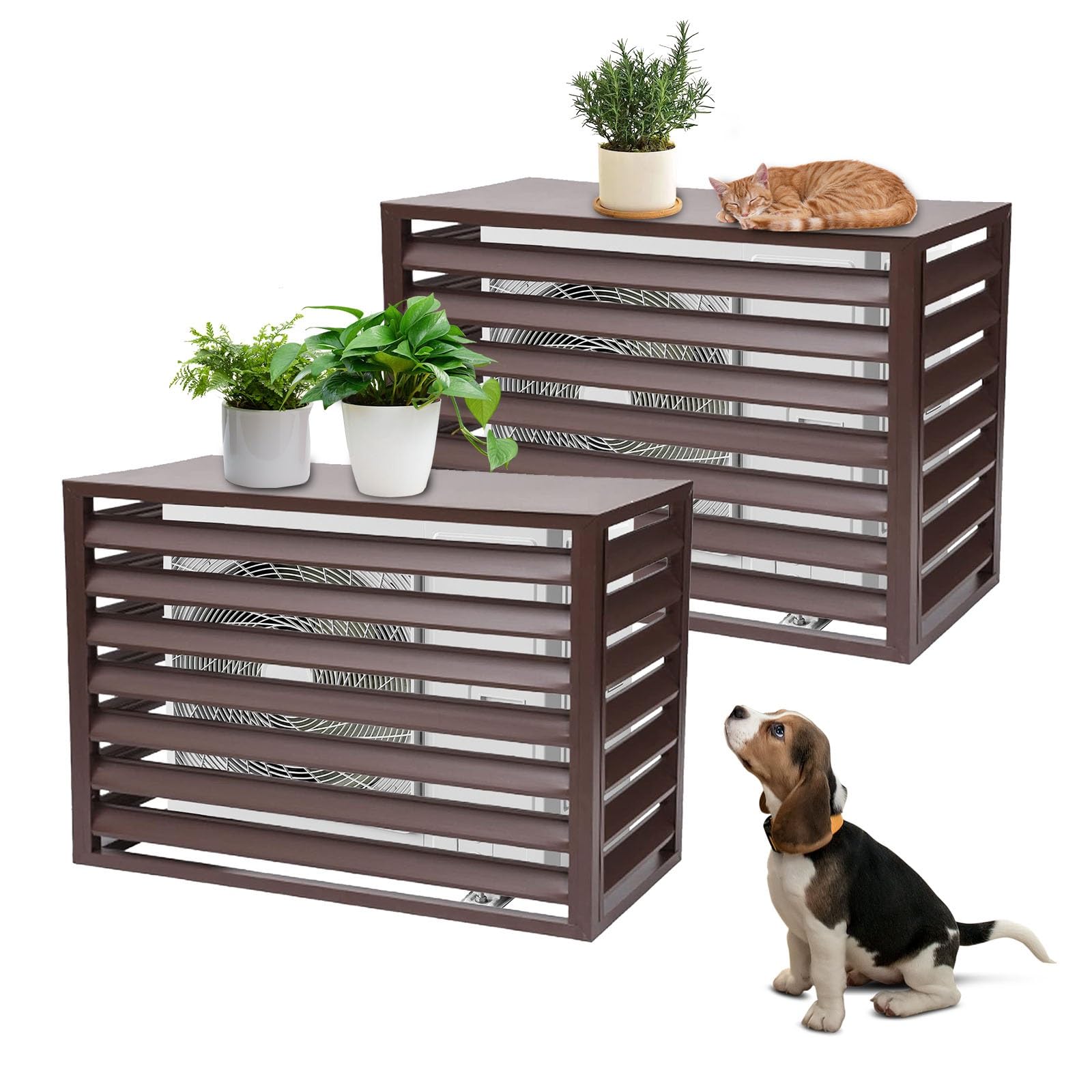 AYCDL Outdoor Air Conditioner Privacy Fence, Weather-Resistant Garden Screen for Easy Installation and Enhanced Aesthetics,Brown-110cm