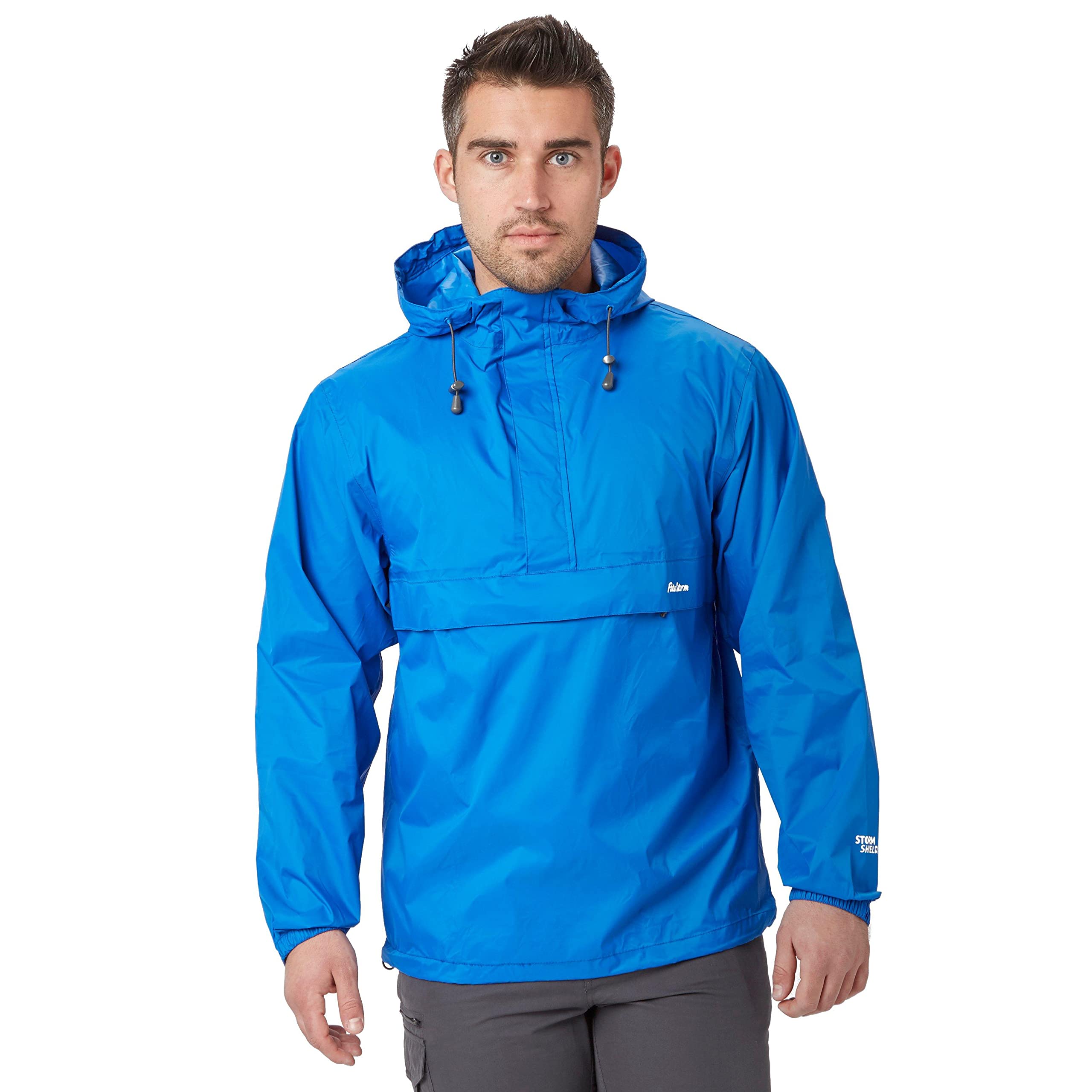 Peter Storm Men’s Packable Cagoule Jacket with Drawcord Hood and Large Zipped Pocket, Waterproof, Breathable & Lightweight Raincoat (UK, Alpha, S, Regular, Regular, Blue)