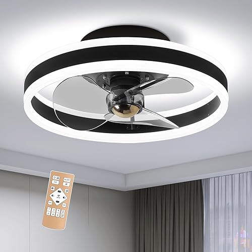 Ventilador de techo sin aspas de montaje empotrado, ventilador de techo sin aspas de 16 pulgadas con luz, ventilador de techo de perfil bajo, cambio