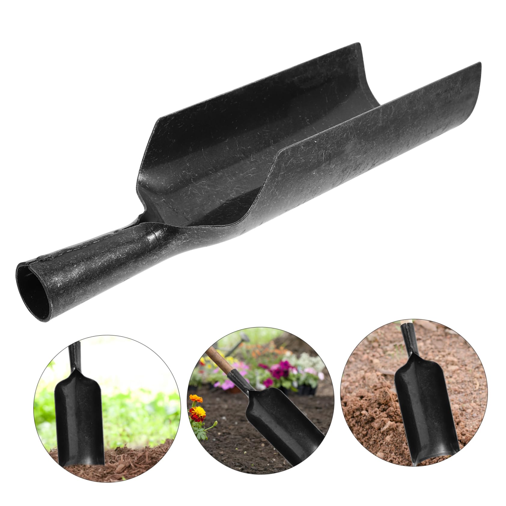 BESPORTBLE Pala de Jardín de Metal Negra de Acero al Manganeso para Excavar | Herramienta de Plantación y Excavación, Uso en Huerto y Suelo, Formato Tipo Luoyang