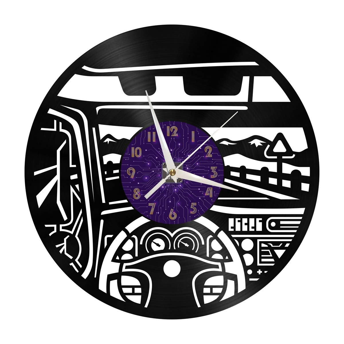 Horloge Murale Record au Design Raffiné de Cabine de Voiture Horloge 12 Pouces P
