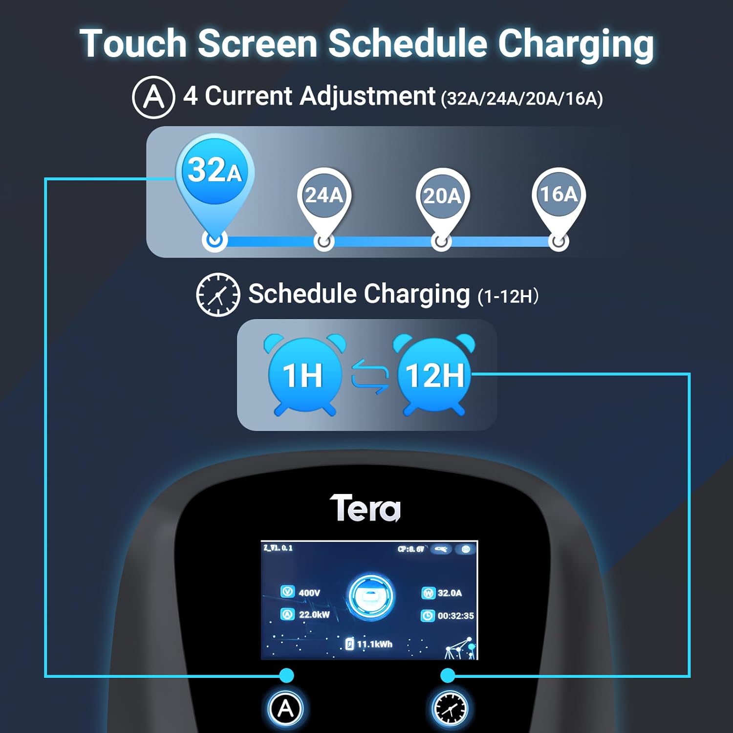 Tera EV Charger Touch Screen Schedule Charging