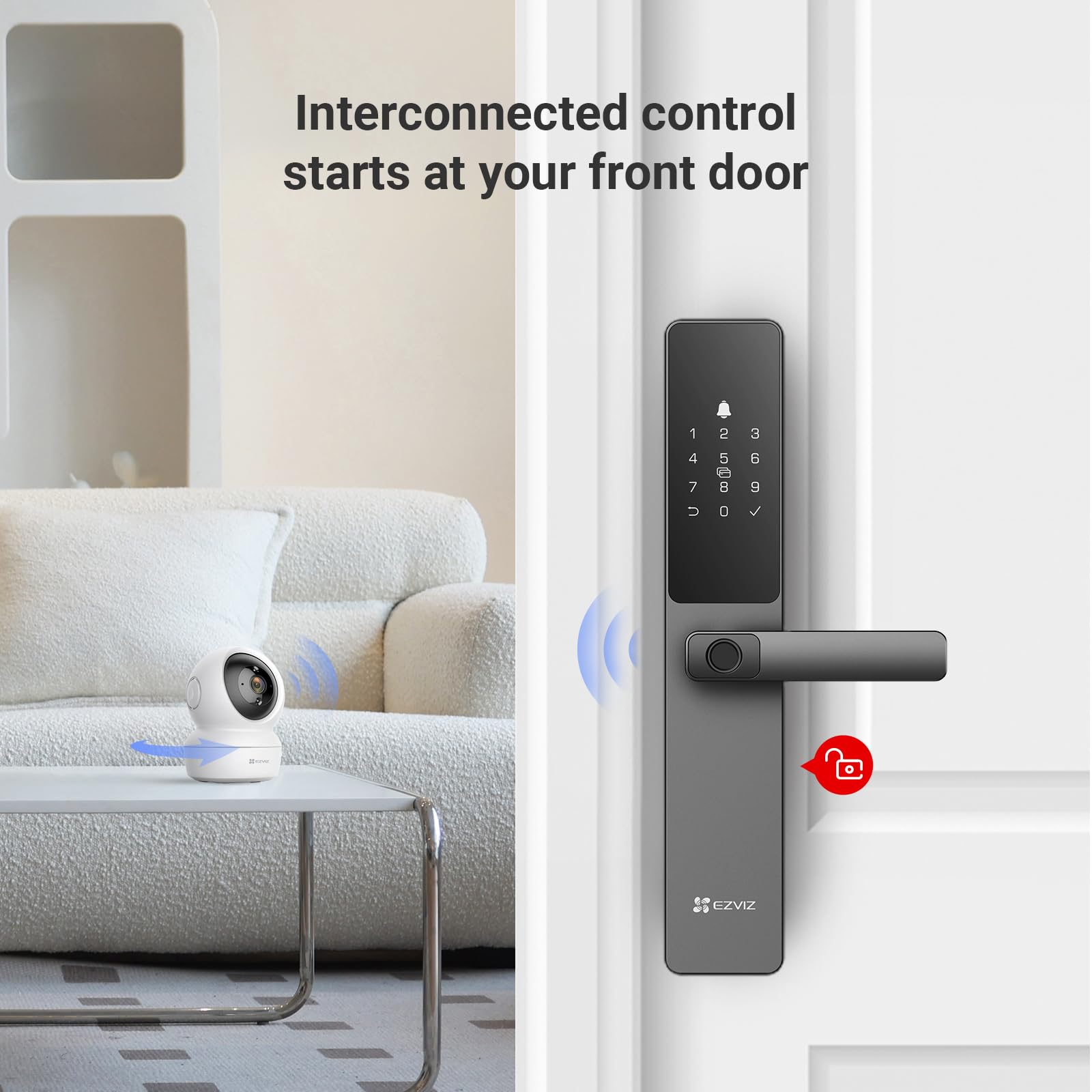 EZVIZ Serrure intelligente DL05, serrure de porte à entrée sans clé 7-en-1, avec accès par empreinte digitale – Entrée sans clé sécurisée, options de déverrouillage multiples, alertes instantanées