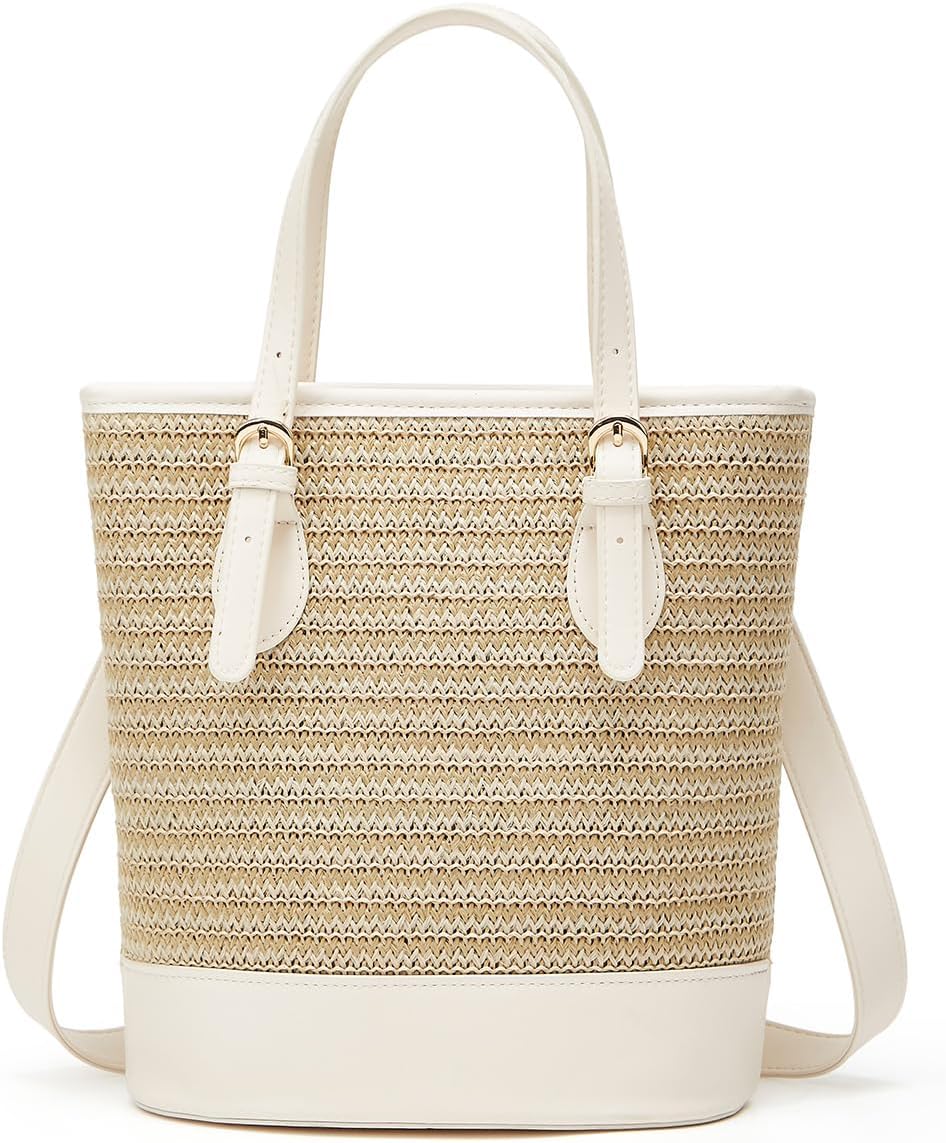 Straw Clutch Bag for Women Cute Summer Beach Rattan Purse Small Crossbody Woven Handbag Travel Bucket Bag