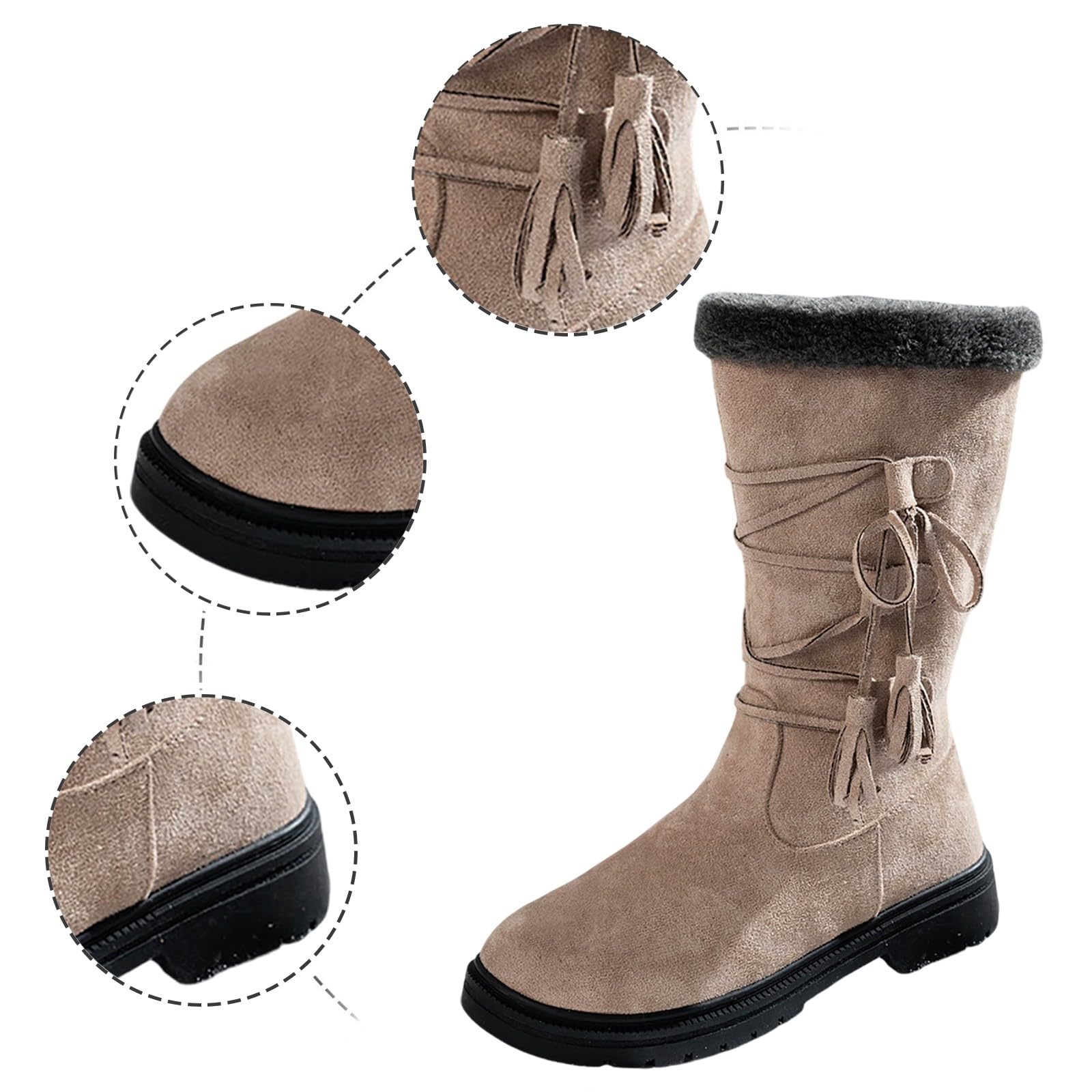 Botas por Encima de la Rodilla Botas de Ante Invierno Media Pantorrilla con Cremallera Lateral y Forro Polar para máxima Comodidad y Calidez. Calzado Informal Moda.