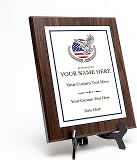 Thank You For Your Service Military and First Responders Customizable Award Plaque | Easel Mount Option | Patriotic Recognition of Achievement and Service Personalizable Plaques