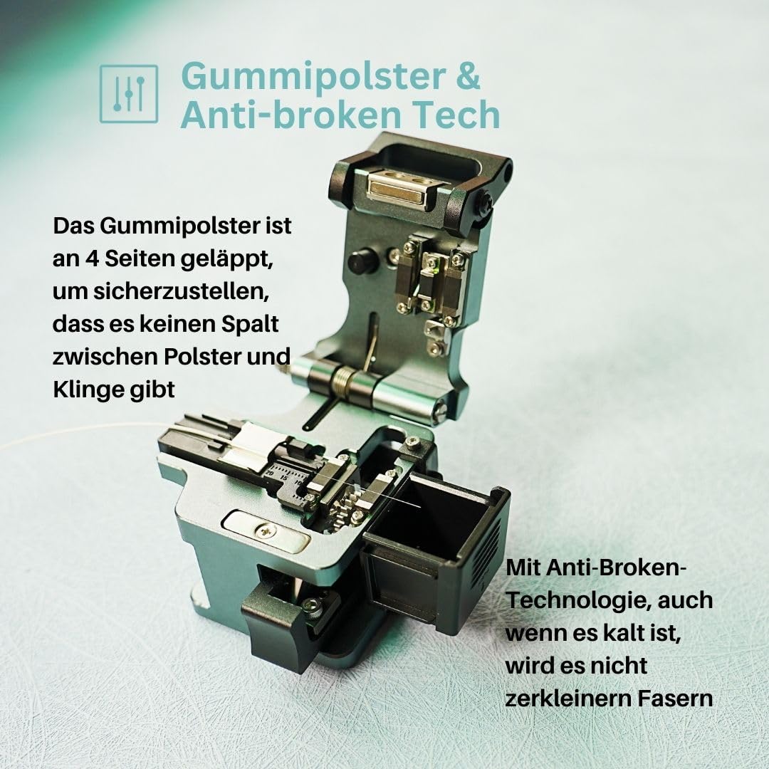 9C+ Fiber Cleaver LWL Faserschneider mit automatisch rotierender Klinge Einhandbedienung, Faserschneider mit Aluminiumlegierungsmaterial 24 Spaltstellen 48.000-fache Spaltung