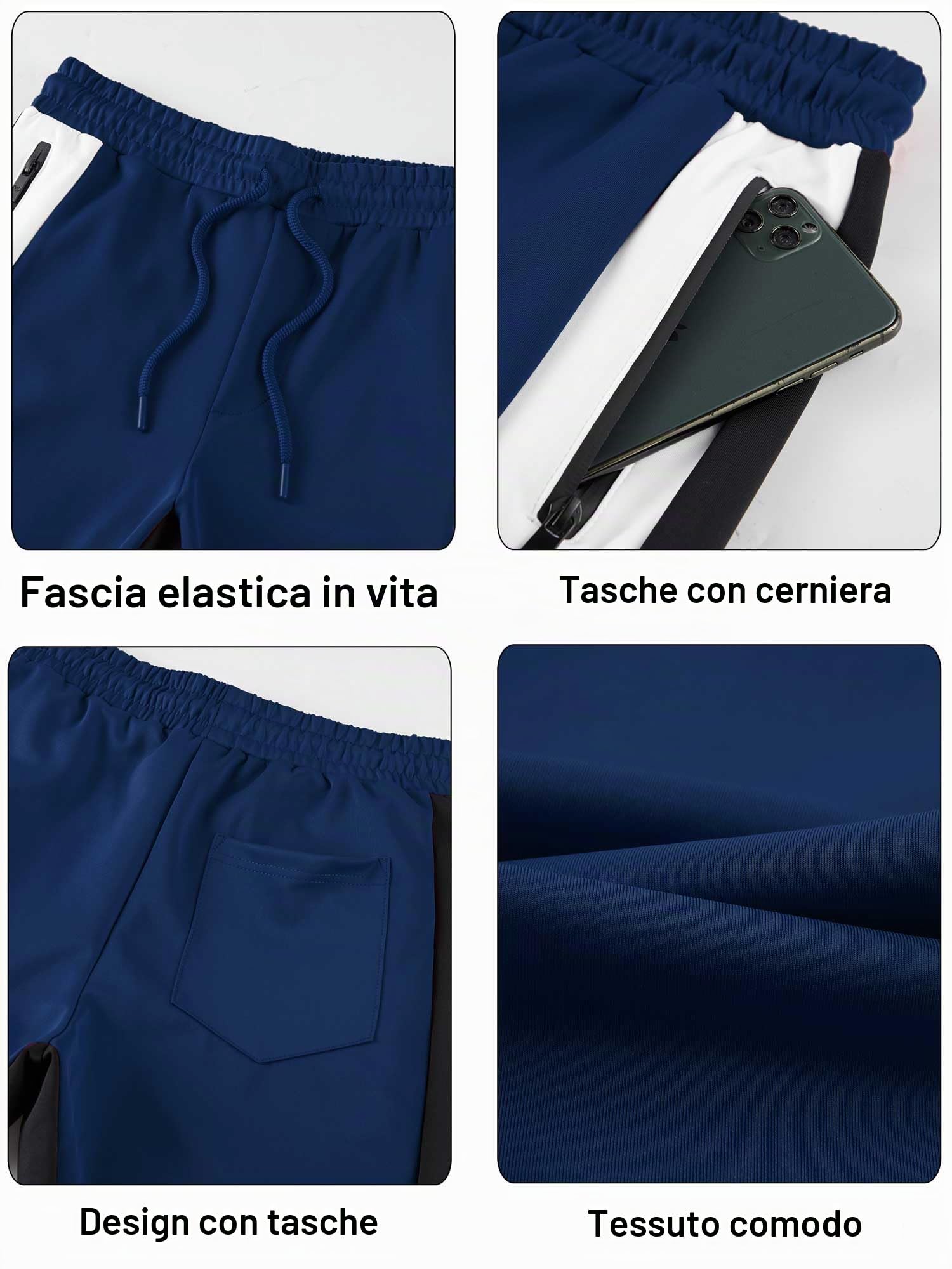 ANOTWENER, Tuta da uomo casual in 2 pezzi, a maniche lunghe, giacca con cerniera intera e pantaloni sportivi da jogging