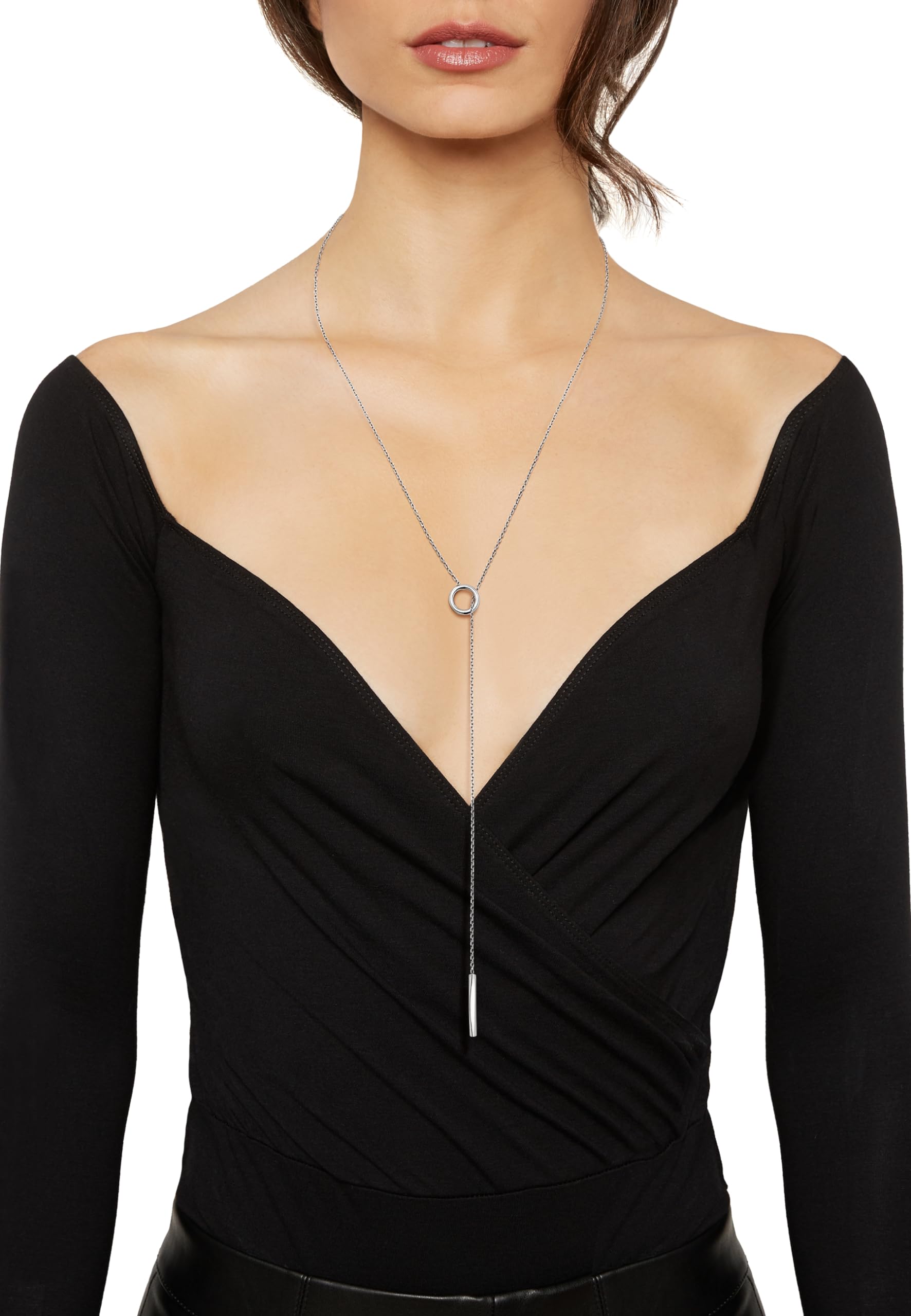 Breil, Collezione Flow, Kit Orecchini e Collana Donna, Set Gioielli Donna in Acciaio Lucido, Collana Regolabile fino a 70 cm, Orecchini Pendenti 6,6 cm, Idea Regalo Donna