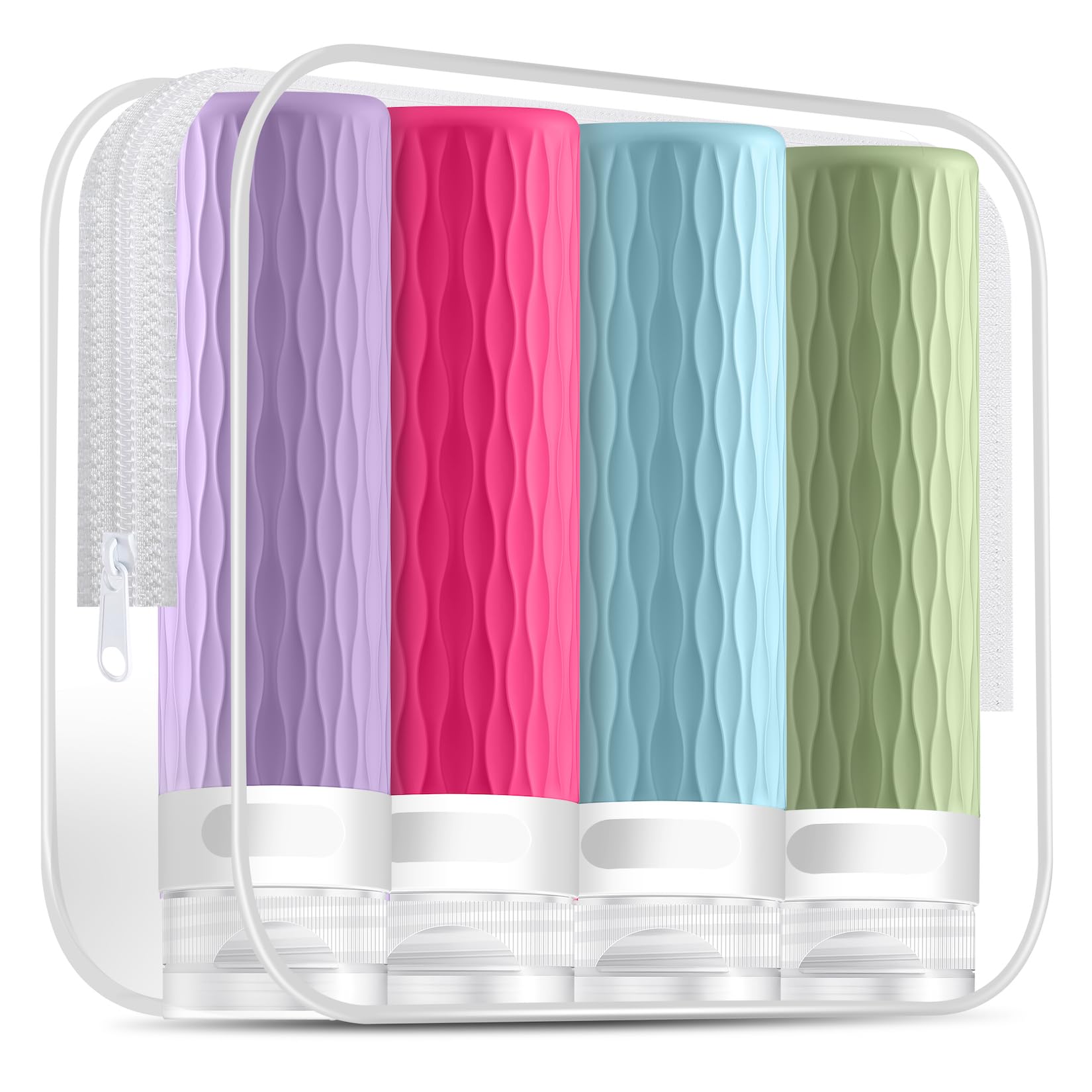 YEALIFE Travel Bottles for Toiletries, TSA Approved 3.4oz Travel Size Containers, BPA Free Leak Proof Silicone Traveling Bottles, Refillable Travel