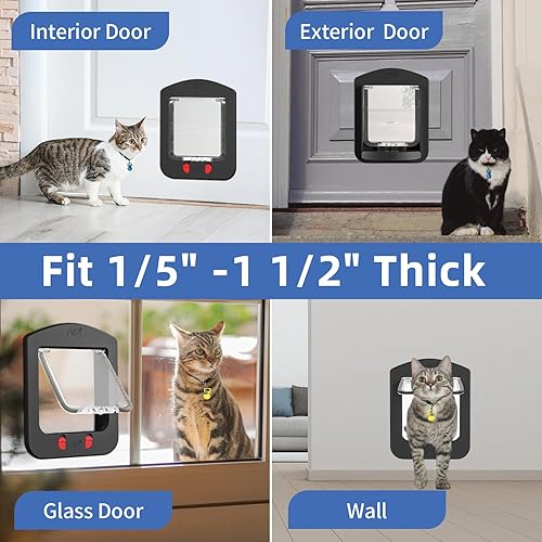 Miniatura 3 de FreeStanding Puerta de gato para puerta interior y exterior, construcción mecánica única con 2 llaves de detección automática, 4 modos de bloqueo,
