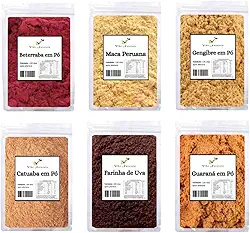 Super Energético Natural - Farinha de Beterraba, Farinha de Uva, Guaraná, Gengibre, Maca Peruana, Catuaba