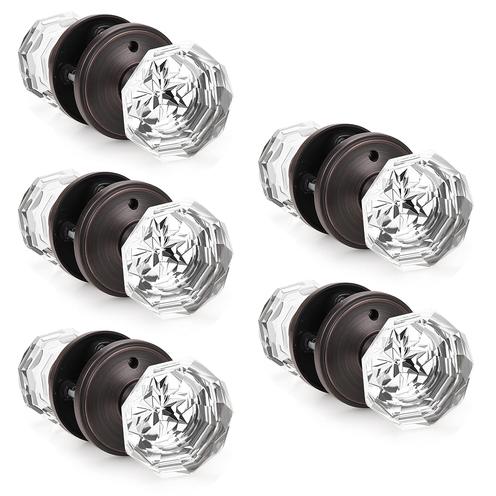 Black Privacy Door Knobs - 5 Pack with Lock -19