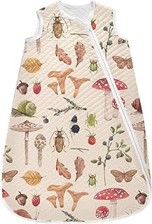 Baby Sleeveless Sleeping Bag Sack Blanket, Watercolor Pattern Autumn Mushroom Unisex Baby Cotton Wearable Blankets