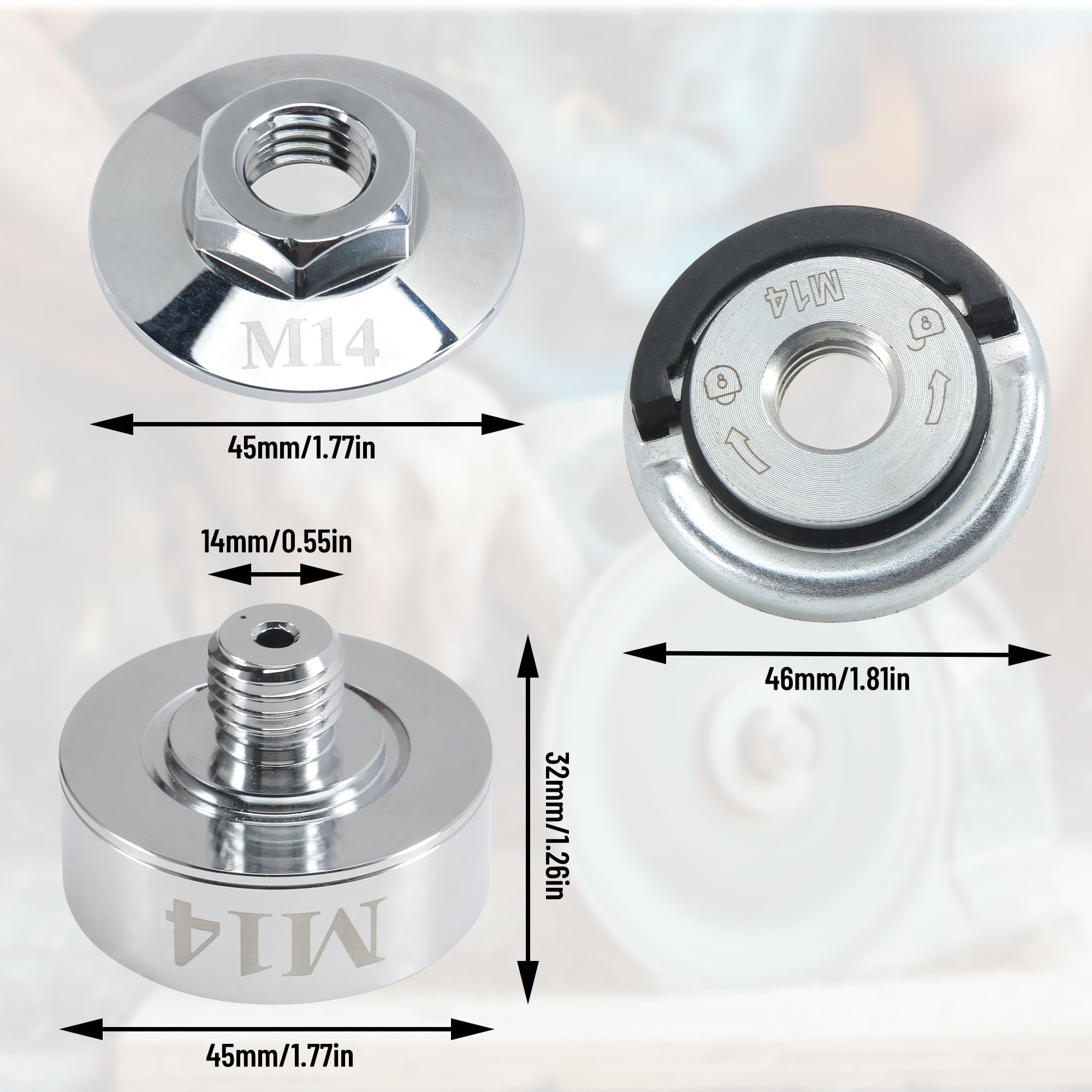 X-Lock Adaptateur vers M14, écrou à dégagement rapide M14 pour meuleuse d'angle modifiée avec écrou de verrouillage à bride M14 45 mm Adaptateur Xlock pour perceuse diamant meuleuse d'angle