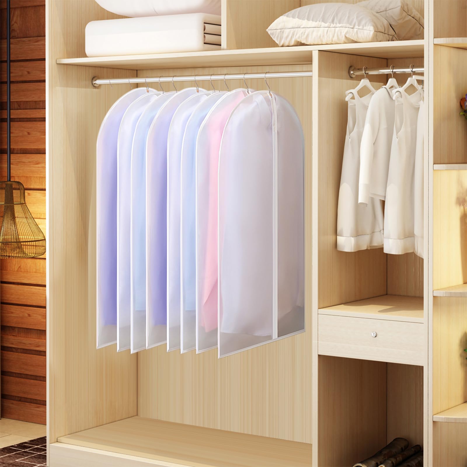 Funda de ropa para almacenamiento con cremallera, 102 cm, transparente, a prueba de polvo, para trajes, abrigos, vestidos, armario, ropa, juego de 20 [versión mejorada]