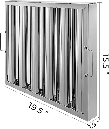 Miniatura 2 de VBENLEM Paquete de 6 filtros de campana de 19.5 pulgadas de ancho x 15.5 pulgadas de alto, filtros de campana comercial de acero inoxidable 430