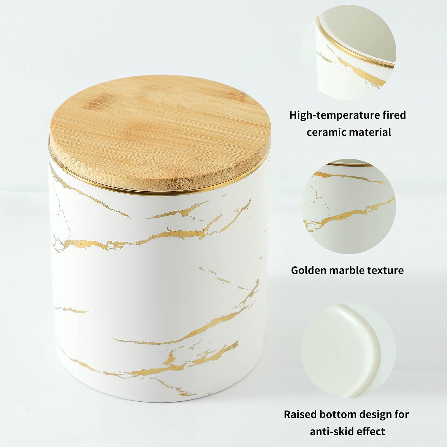 Food Storage Jar Strong Ceramic Storage Canisters with Airtight Seal Bamboo Lid Modern Design Seal Damp-Proof Kitchen Jar for Coffee, Tea,coffee image 3