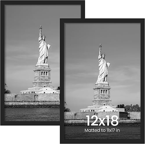 ENJOYBASICS - Marco de fotos de 30.5 x 45.7 cm, marco negro de póster, exhibe fotos de 27.9 x 43 cm con paspartú, o sin paspartú de 30.5 x 45.7 cm,