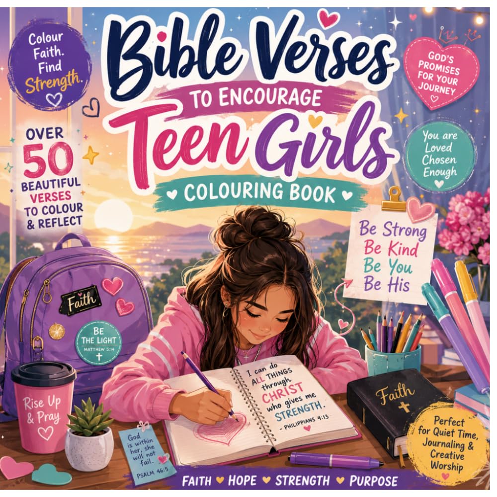 Bible Verses To Encourage Teen Girls Colouring Book