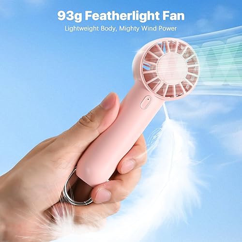Miniatura 6 de Mini ventilador portátil, pequeño y potente, diseño lindo de 3 velocidades, ventilador personal de mano con soporte de gancho para niños, niñas,