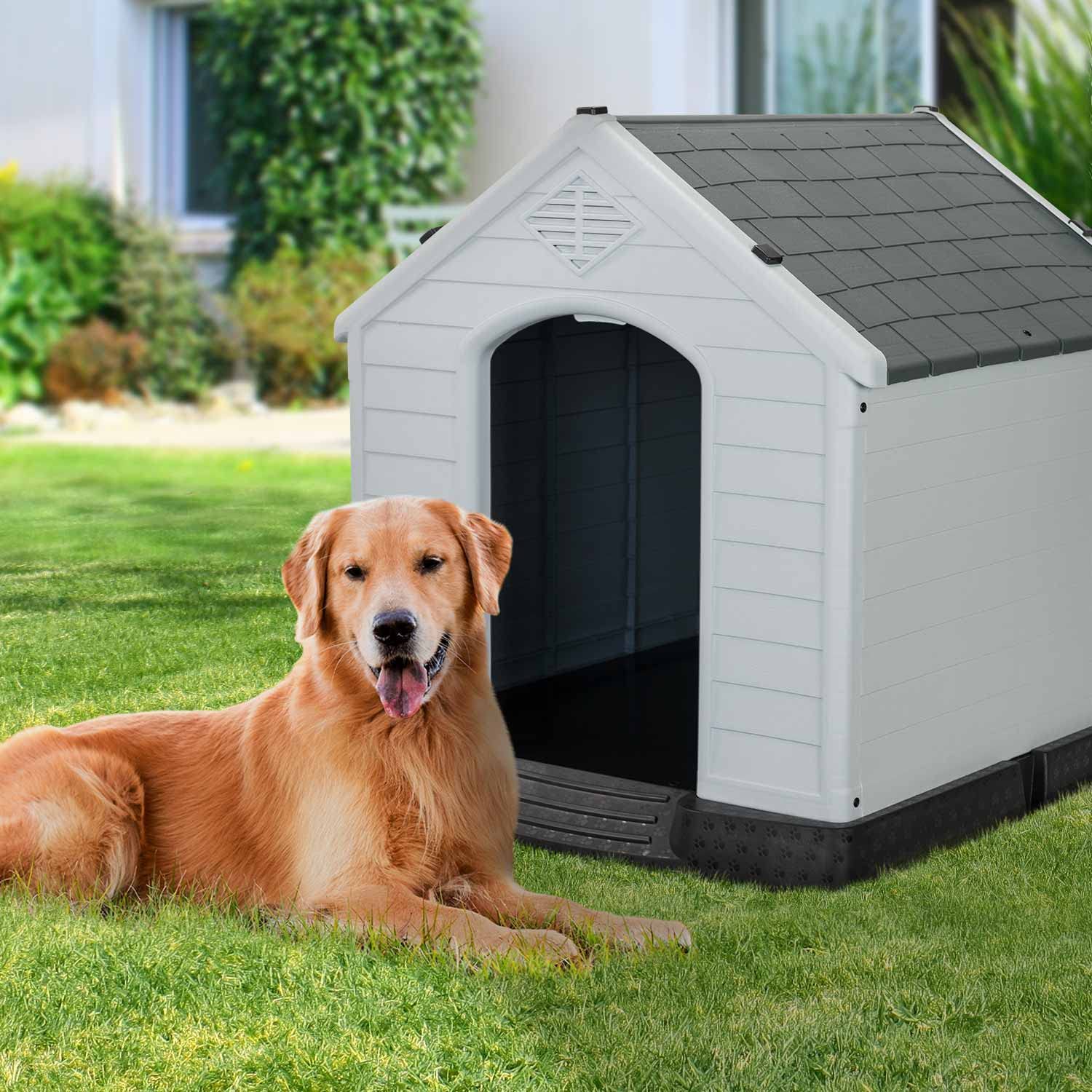 THINIA HOME Caseta de Resina para Perros 98,5x105x96,5cm | Caseta para Perros Grandes | 100% Reciclable y Ecológica | Interior y Exterior