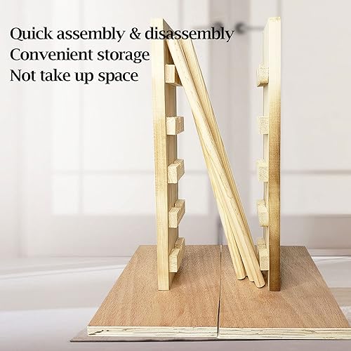 Miniatura 6 de kathson Barra de salto de conejo, juego de juguetes de madera natural, altura ajustable, barra de obstáculos, ejercicio de conejo, juegos de