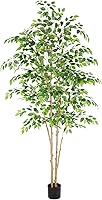 Nafresh 7ft UV Resistant Artificial Ficus Tree - Realistic Potted Faux Tree for Indoor Outdoor Home Office Decor