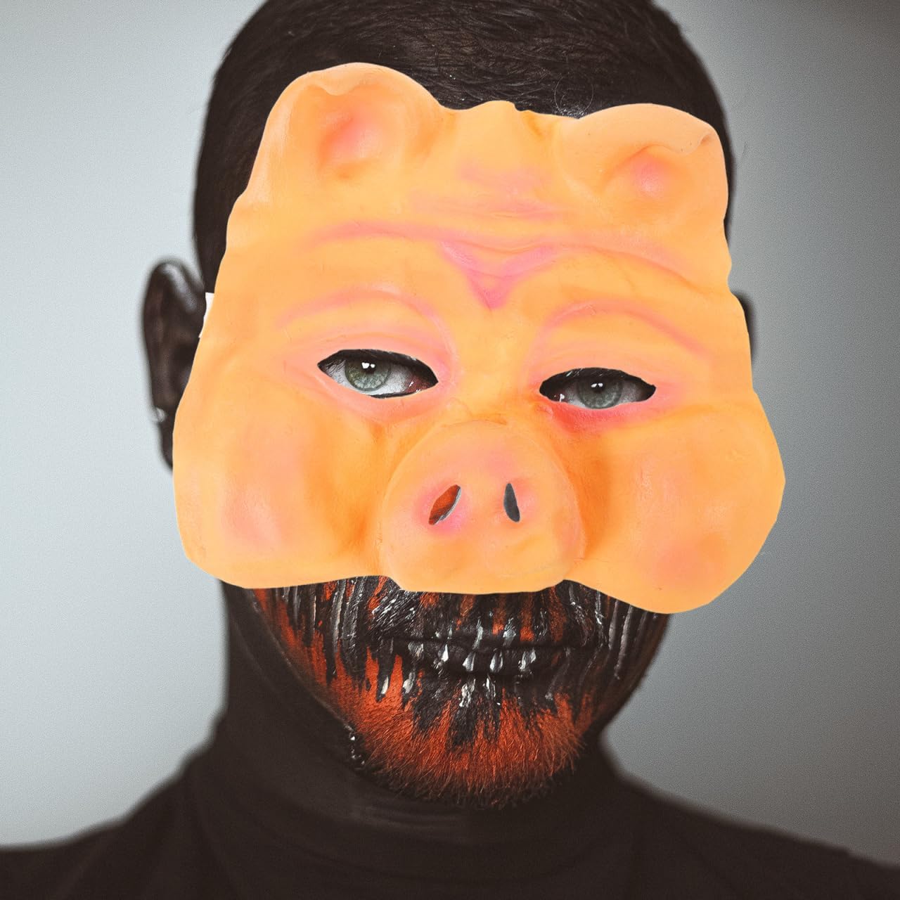 Abaodam Pig Head Half Face Mask Halloween Scary Animal Costume Accessory for Masquerade Party Cosplay