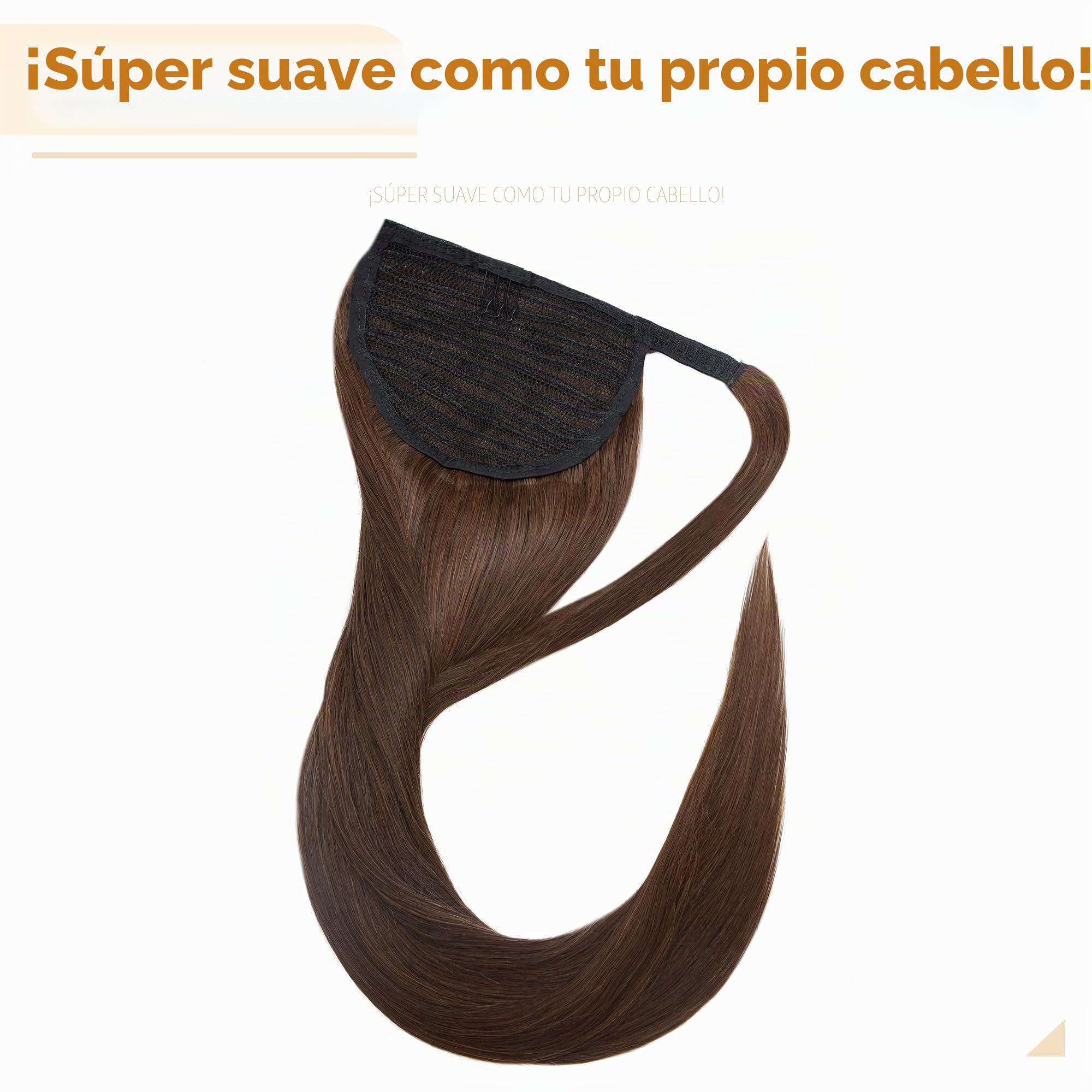 50cm Coleta Postiza Pelo Natural Clip #4 Marrón Medio (95g)