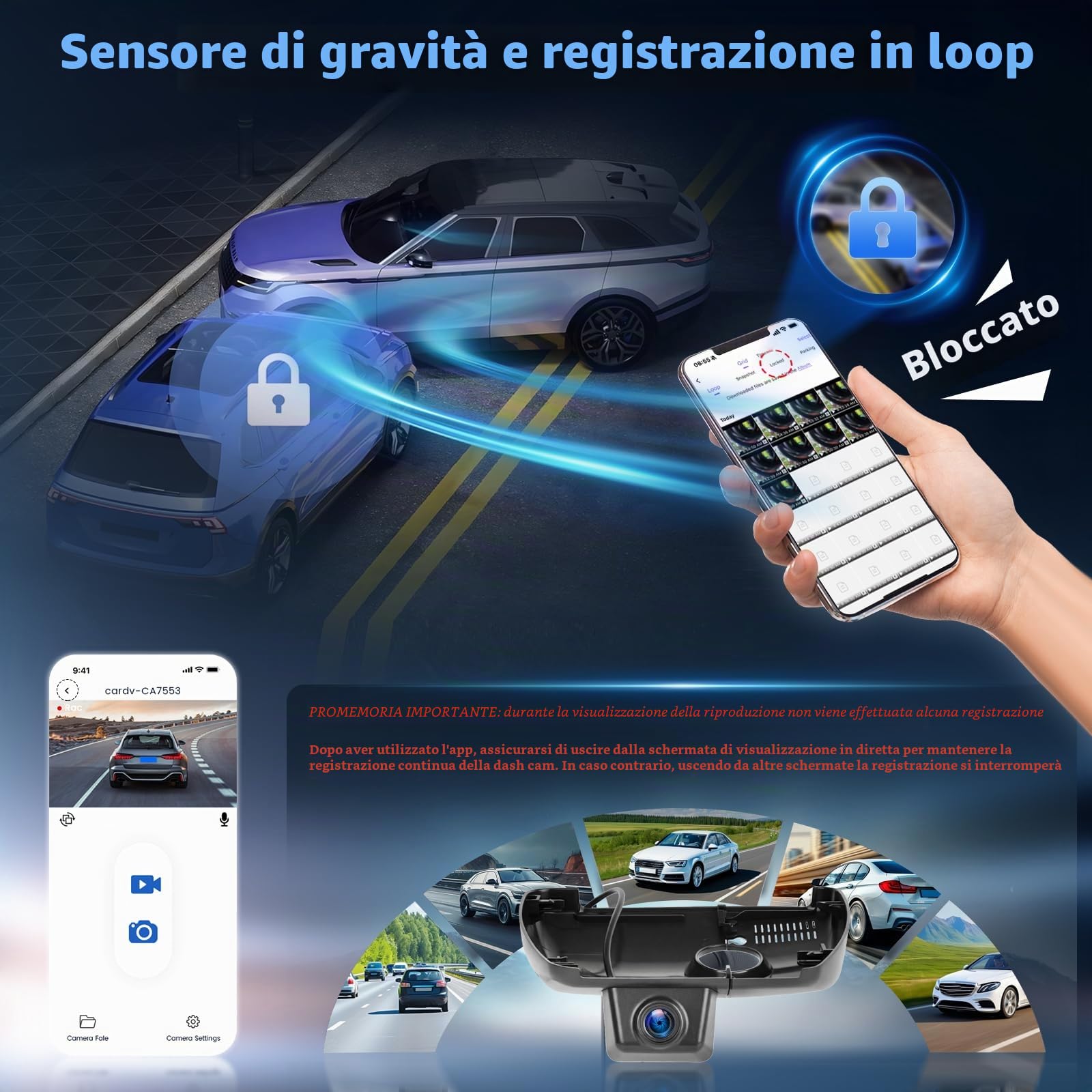Dashcam Per Mazda CX-5 2019-2025 e CX-9 2020-2024 DashCam 4K con WiFi di Qualità OEM, con App di Controllo, Funzione di Visione Notturna, Telecamera di Retromarcia e Sensore G; Include Scheda TF 64GB