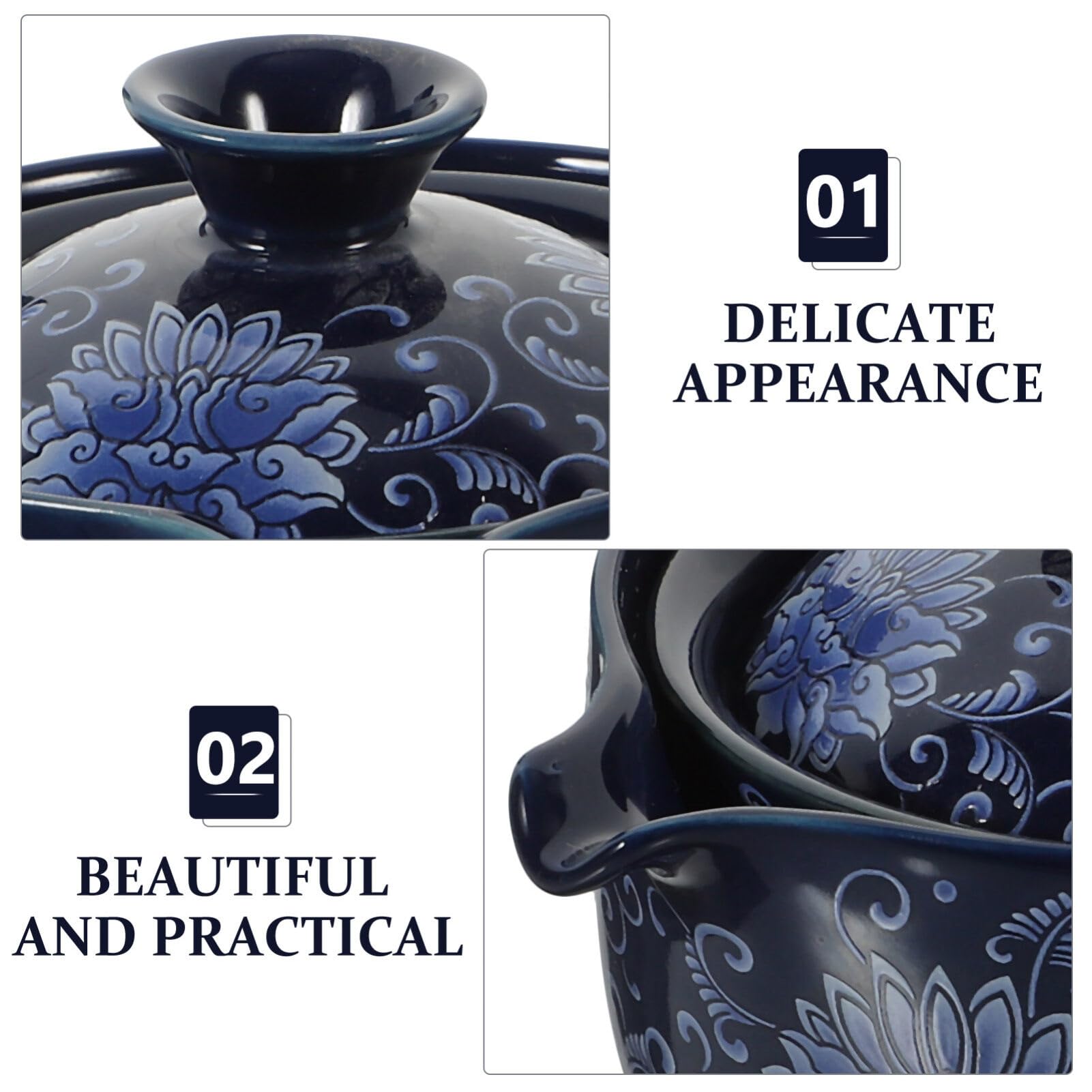 PRETYZOOM Tetera De Cerámica Con Mango Lateral De Madera Tetera De Porcelana Con Rotación De 360 ​​Grados Dispensador De Té De Kung Fu Tetera China Tetera Japonesa Para Té De Flores De