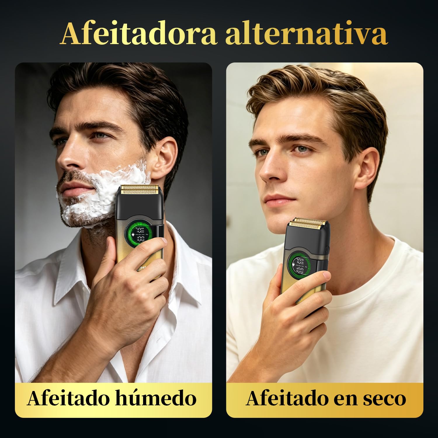 KEMEI Afeitadoras eléctricas de papel de aluminio para hombres, maquinilla de afeitar de doble lámina con cuchillas flotantes, afeitadora inalámbrica para barba que se desvanece la piel, recargable