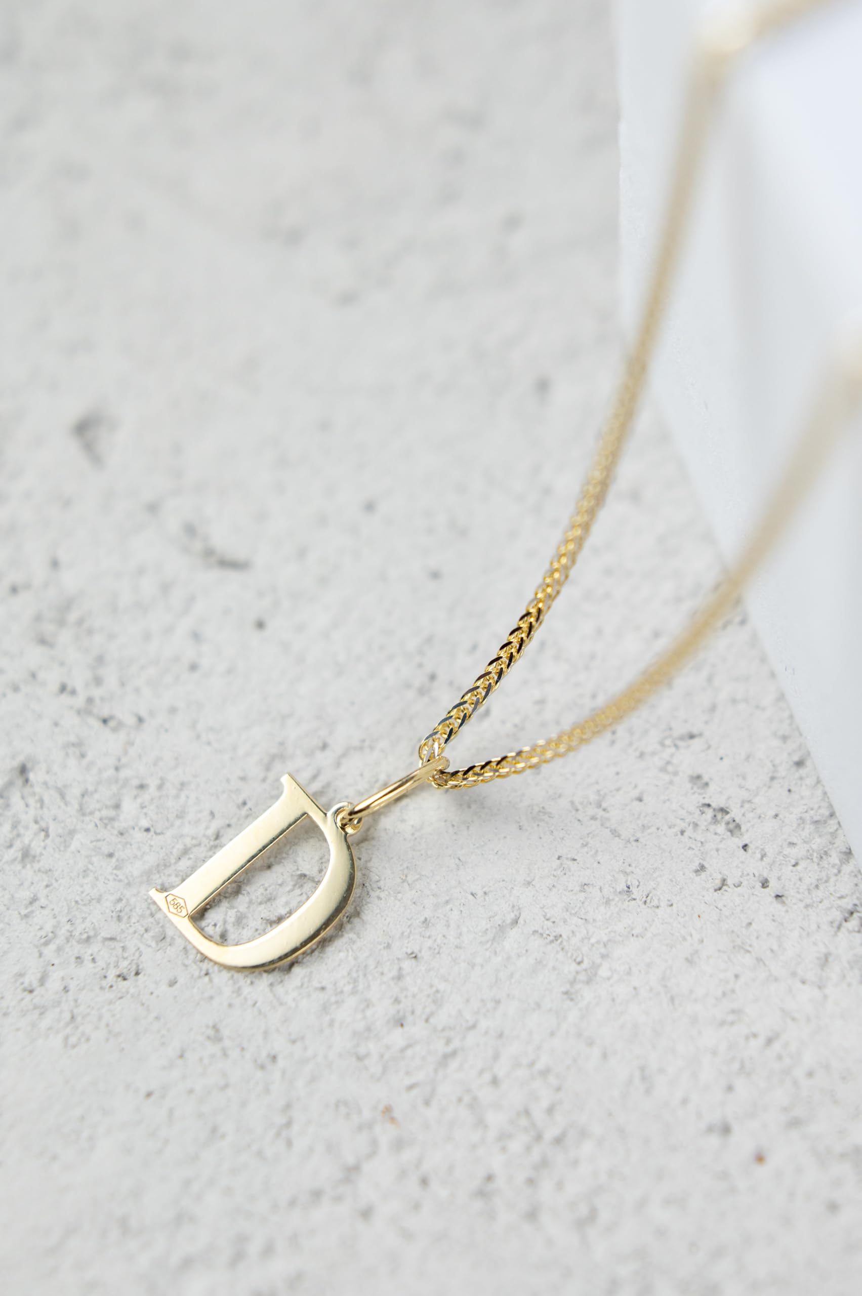 Rodium – Buchstabenanhänger D aus 585er Gelbgold – 14-Karat-Initialen-Anhänger für Halskette oder Armband – Geschenk für Frauen – hergestellt in Italien
