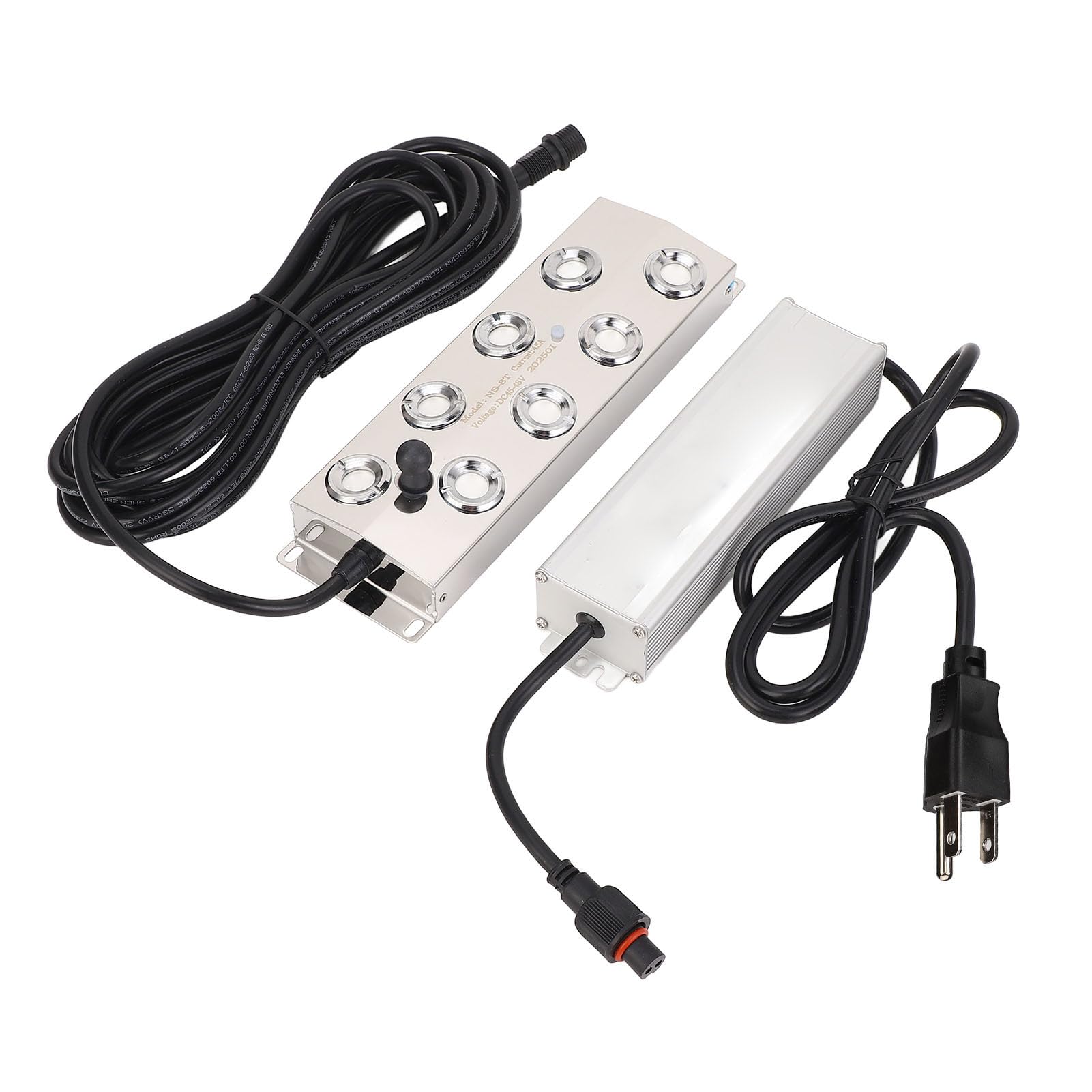 Hyuduo Ultrasonic Fogger 8 Head 6000ml hr 300W Mist Maker with IP67 Water Proof Power Supply with Float for Vegetable Preservation Pond Garden Lawn Rockery (US Plug)